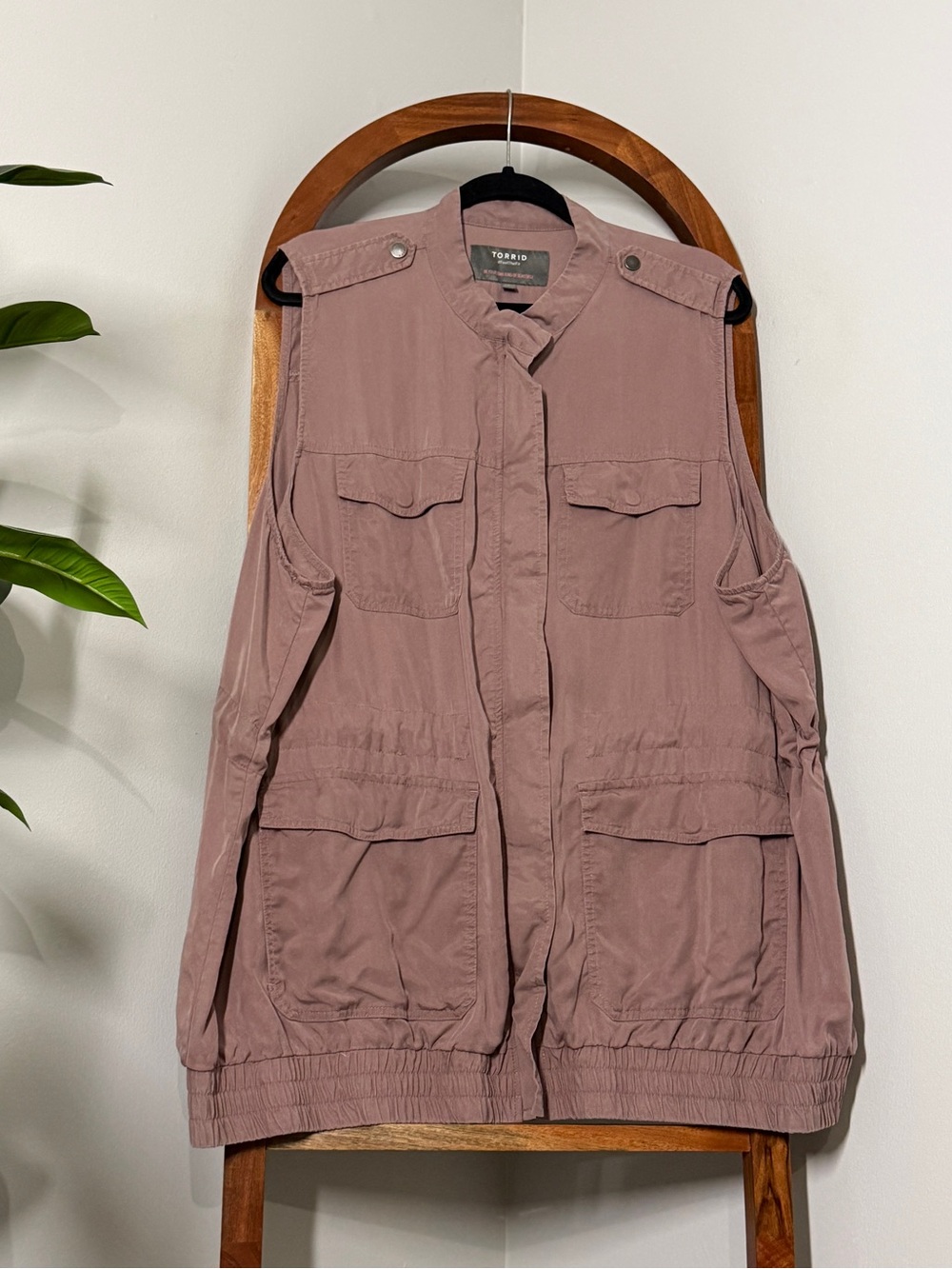 Torrid 3X Mauve Pink 100% Lyocell Full Zip Utility Vest